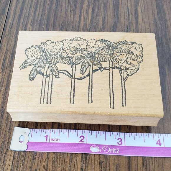 Double D Wood Mounted Tropical Oasis Trees and Palms Rubber Stamp H2120 - Picture 4 of 8